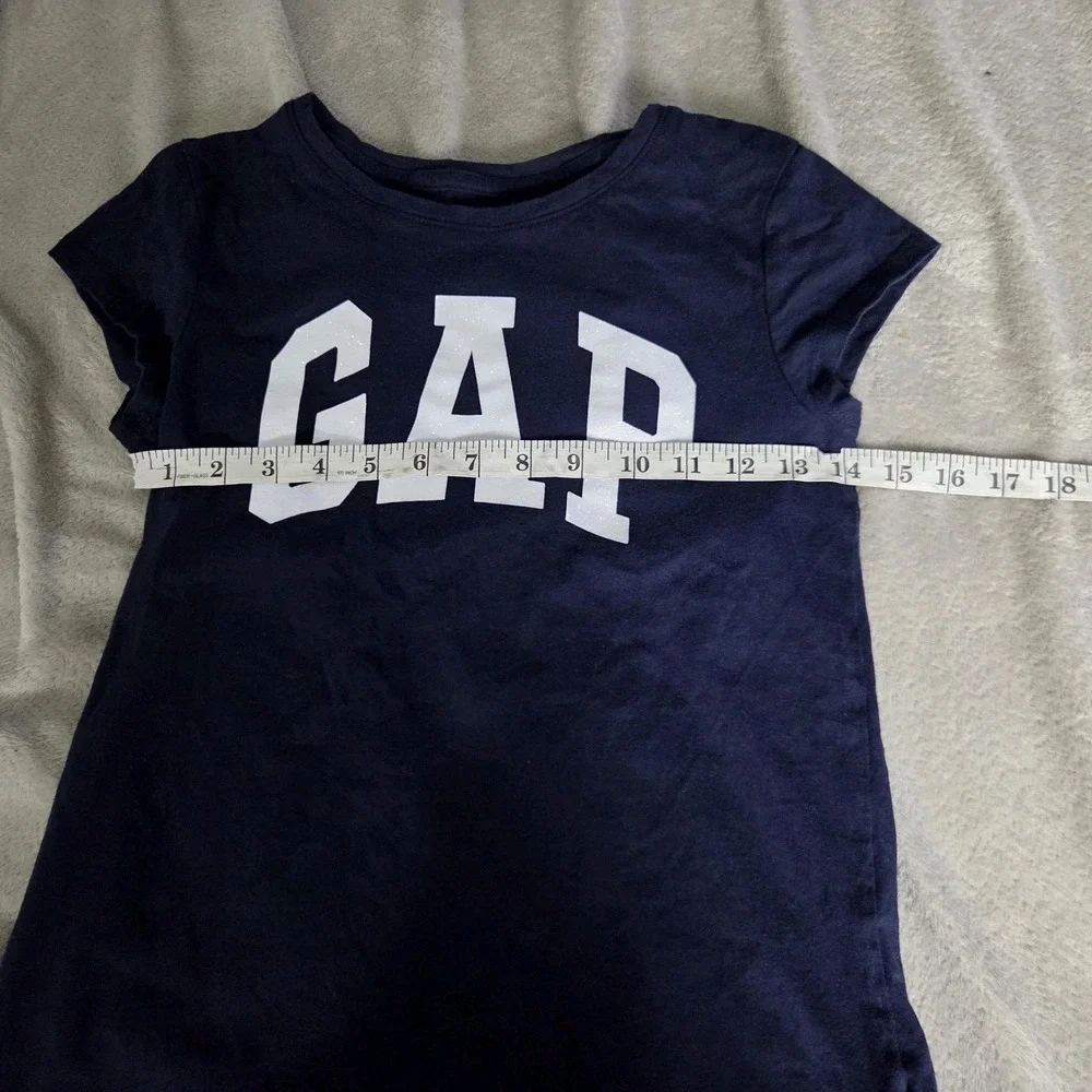 Gap Kids Girls Size XXL Short Sleeve Round Neck Graphic T Shirt Blue White Logo